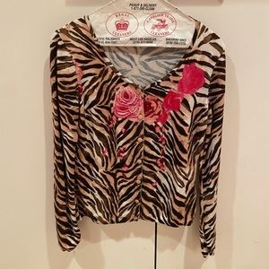 Blumarine tiger rose sweater cardigan